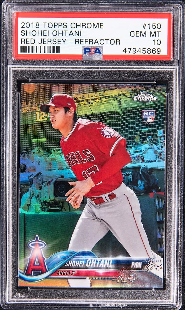 2018 Topps Chrome Shohei Ohtani, Red Refractor #150 card image