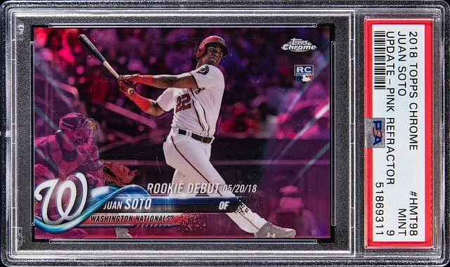 2018 Topps Chrome Update Juan Soto Gold Refractor #HMT98 card image