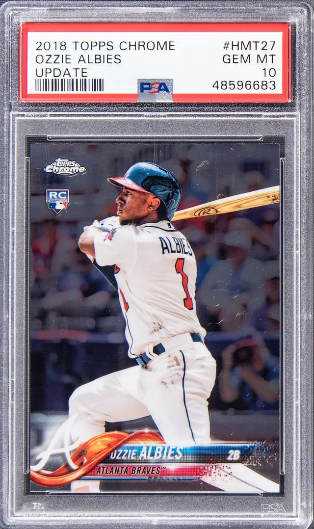 2018 Topps Chrome Update Ozzie Albies #HTM27 card image