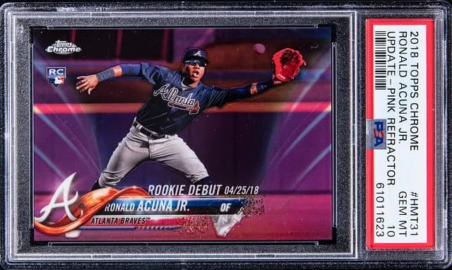2018 Topps Chrome Update Ronald Acuna Jr Pink Refractor #HMT-31 card image