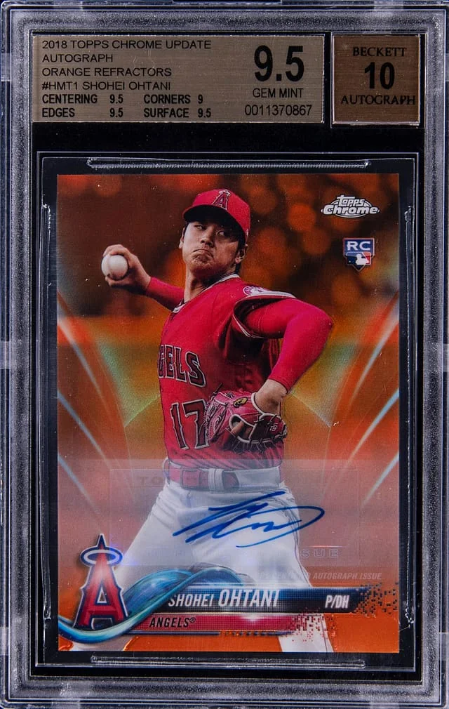 2018 Topps Chrome Update Shohei Ohtani Autographs Orange Refractor #HTM1 card image