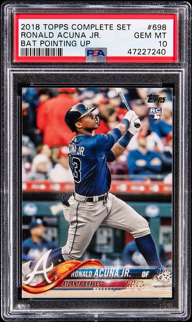 2018 Topps Complete Set Ronald Acuna Jr., Bat Pointing Up, #698 card image