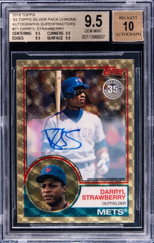 2018 Topps Darryl Strawberry 83' Topps Silver Packs Chrome Autograph Superfractor #71 card image