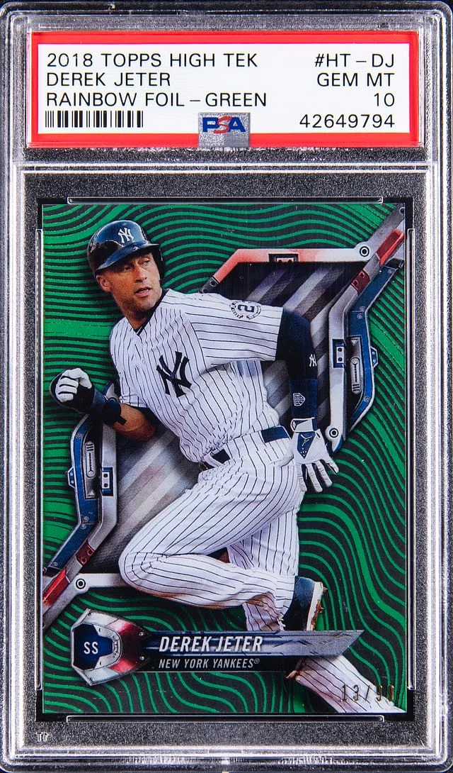 2018 Topps Derek Jeter High Tek Rainbow Foil Green #HT-DJ card image