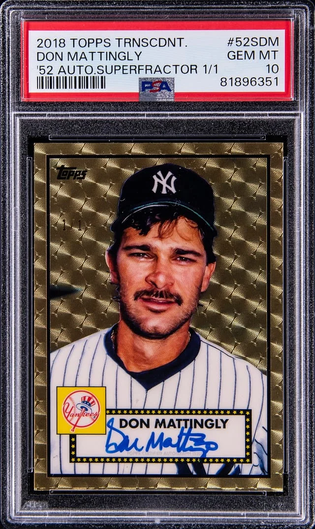 2018 Topps Don Mattingly Transcendent 1952 Autograph Superfractor 1/1 #52SDM card image