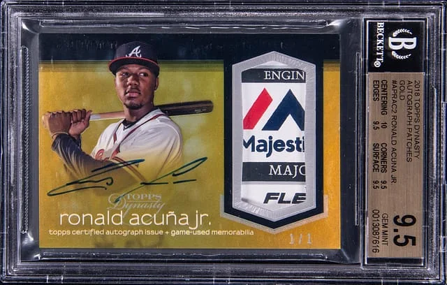 2018 Topps Dynasty Ronald Acuna Jr. Autograph Patches Gold #AP-RAC2 card image