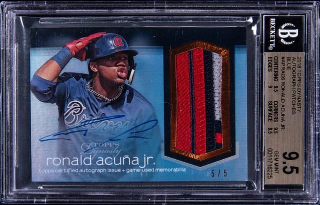 2018 Topps Dynasty Ronald Acuna Jr. Autograph Patches Blue #AP-RAC6 card image
