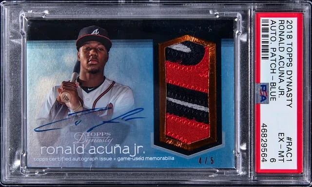 2018 Topps Dynasty Ronald Acuna Jr Autograph Patch Blue #RAC-1 card image