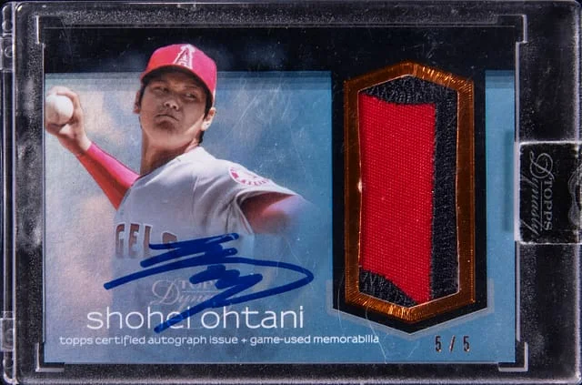 2018 Topps Dynasty Shohei Ohtani Autographed Patch Blue #AP-SO5 card image