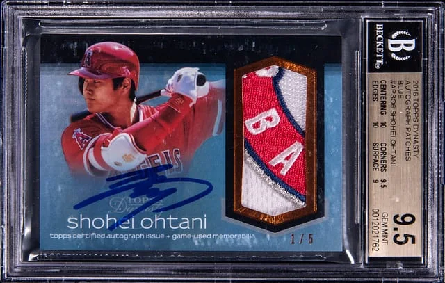 2018 Topps Dynasty Shohei Ohtani Autographed Patches Blue #AP-SO6 card image