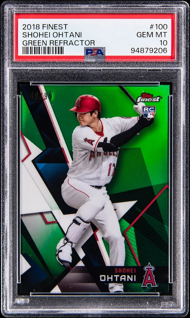 2018 Topps Finest Shohei Ohtani Green Refractor #100 card image