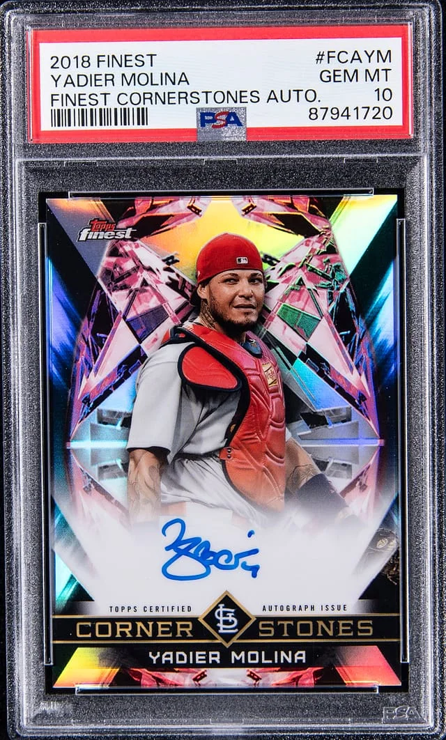 2018 Topps Finest Yadier Molina Cornerstones Autograph #FCA-YM card image