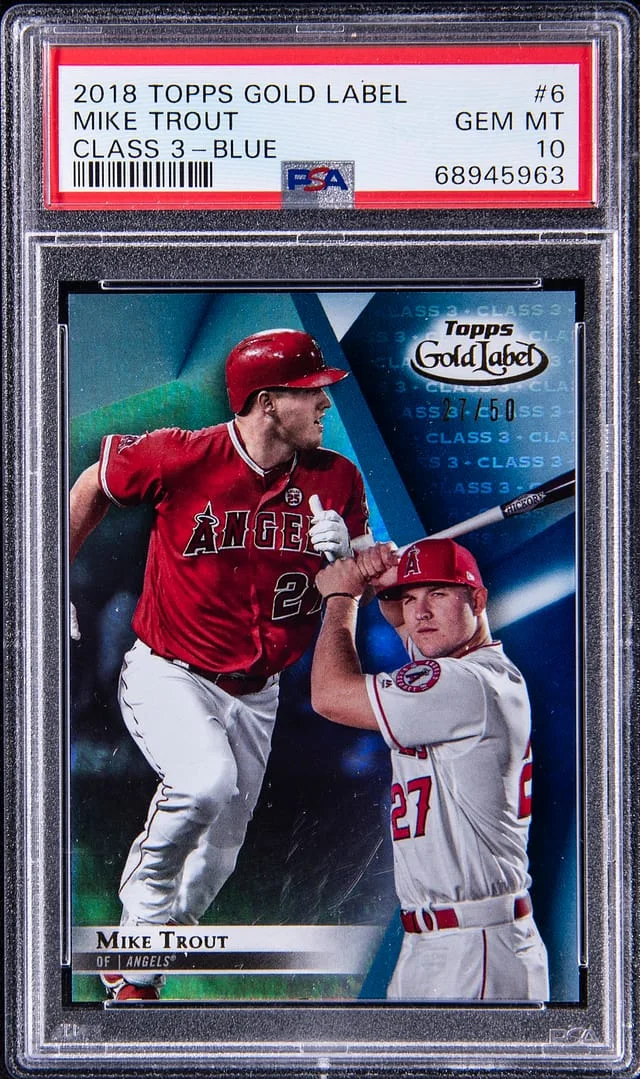 2018 Topps Gold Label Class 3 Mike Trout Blue #6 card image