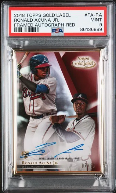 2018 Topps Gold Label Ronald Acuna Jr. Framed Autograph Red #FA-RA card image