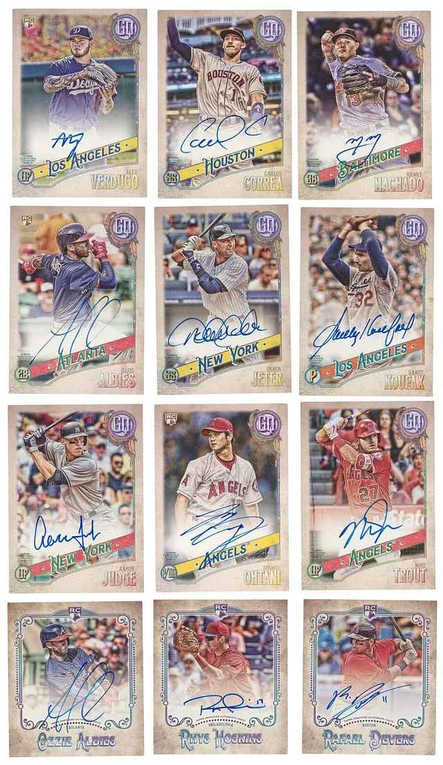 2018 Topps Gypsy Queen Jim Thome Autographs Baseball Near Set (50/51) Plus Mini Autographs Complete Set (12) – Featuring Trout, Ohtani, Judge – Missing #GQA-JT card image