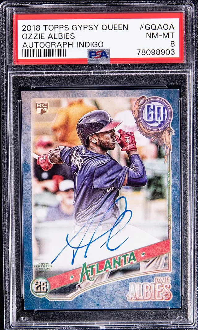 2018 Topps Gypsy Queen Ozzie Albies Autograph-Indigo #CQAOA card image