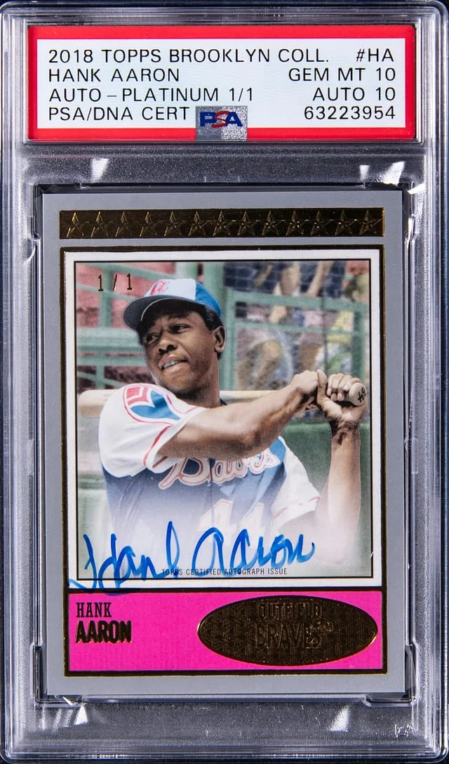 2018 Topps Hank Aaron Brooklyn Collection Autograph Platinum 1/1 #HA card image