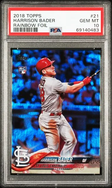 2018 Topps Harrison Bader Rainbow Foil #21 card image