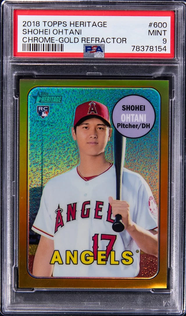 2018 Topps Heritage Chrome Shohei Ohtani Gold Refractor #600 card image