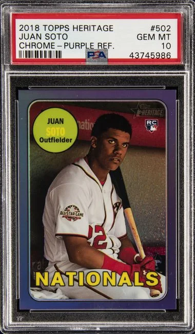 2018 Topps Heritage Juan Soto Purple Refractor #THC-502 card image