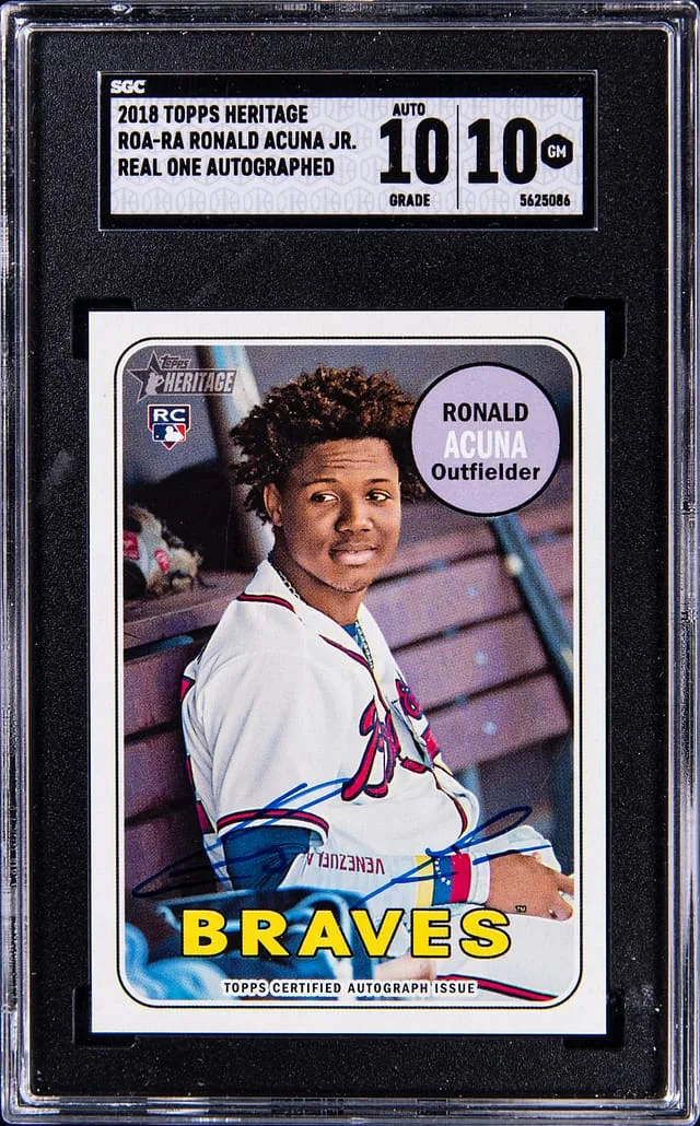 2018 Topps Heritage Real One Ronald Acuna Jr. Autograph #ROA-RA card image