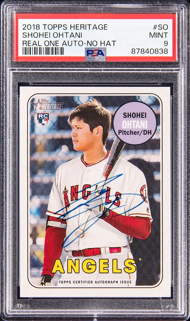 2018 Topps Heritage Real One Shohei Ohtani, No Hat Autograph #ROA-SO card image