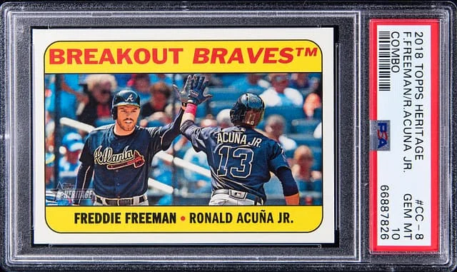 2018 Topps Heritage Ronald Acuna Jr/Freddie Freeman Combo #CC-8 card image