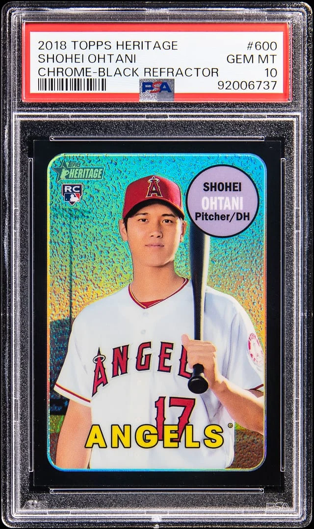 2018 Topps Heritage Shohei Ohtani Black Refractor #THC-600 card image