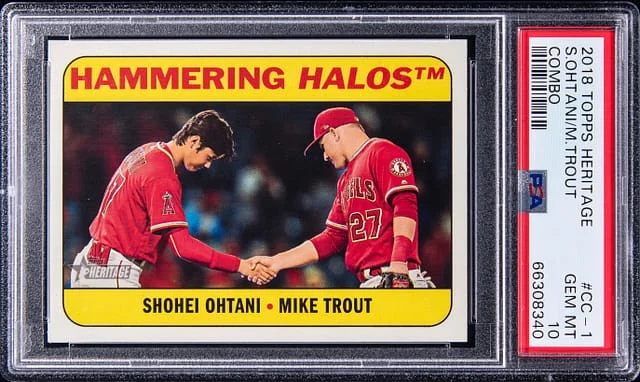 2018 Topps Heritage Shohei Ohtani/Mike Trout Combo #CC-1 card image