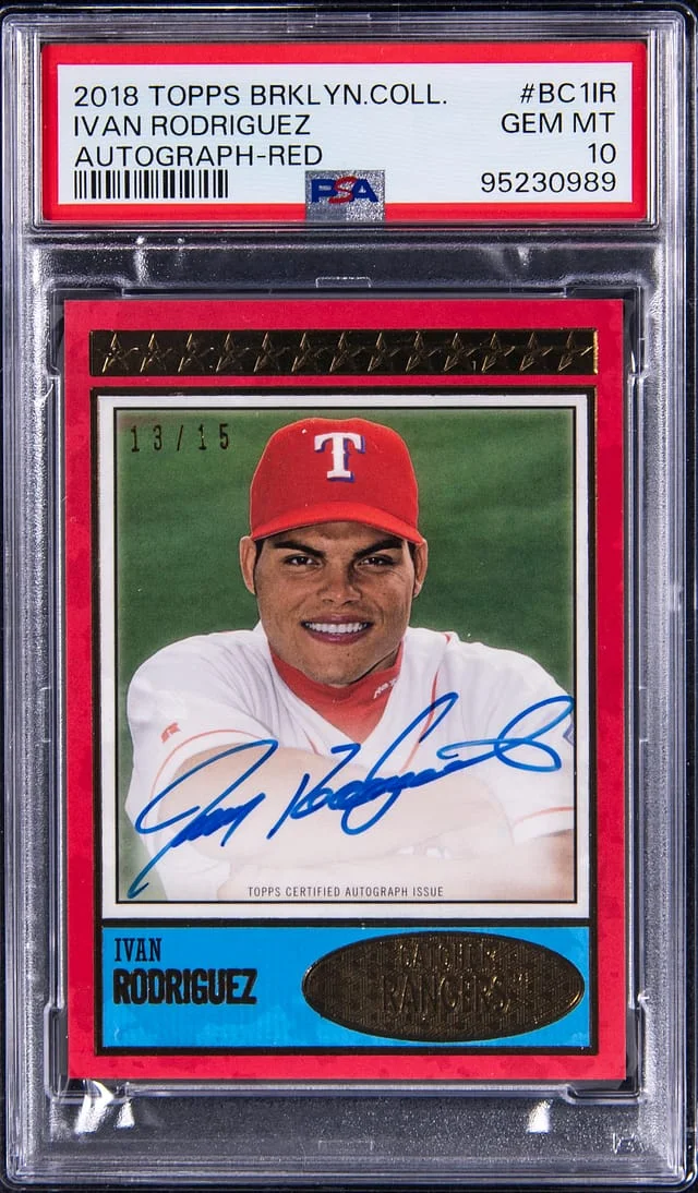 2018 Topps Ivan Rodriguez Brooklyn Collection Autograph Red #BC1-IR card image