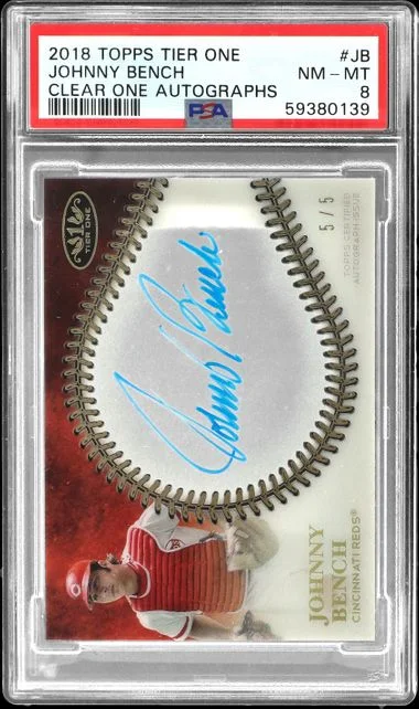 2018 Topps Johnny Bench Tier One Clear One Autographs #JB card image
