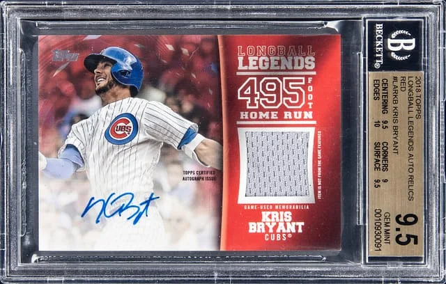2018 Topps Kris Bryant Longball Legends Auto Relics Red #LAR-KB card image