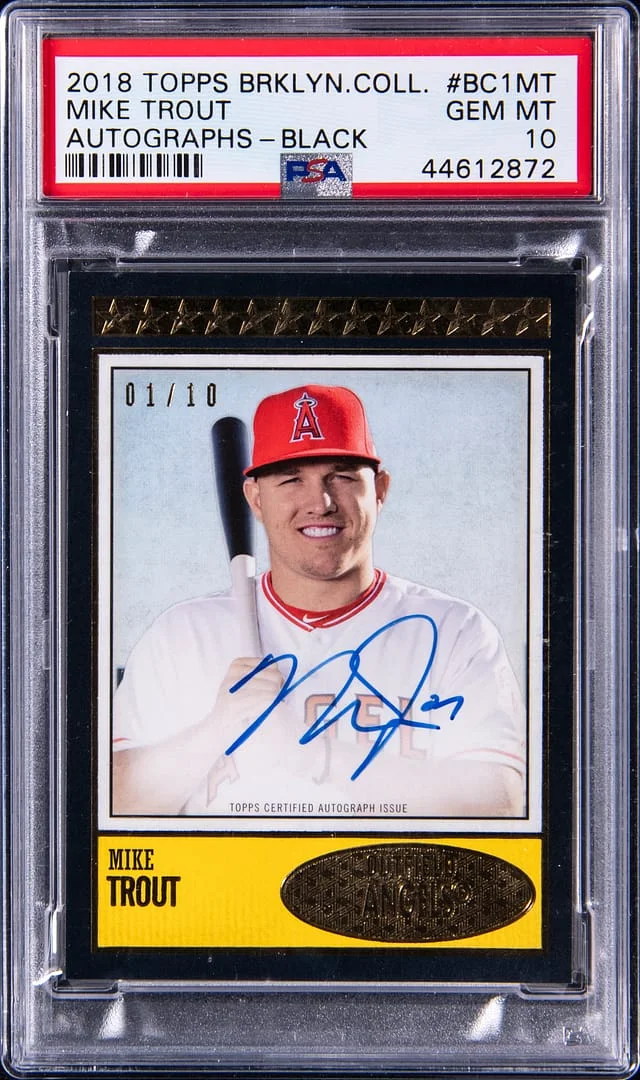 2018 Topps Mike Trout Brooklyn Collection Autograph Purple #BC1-MT card image