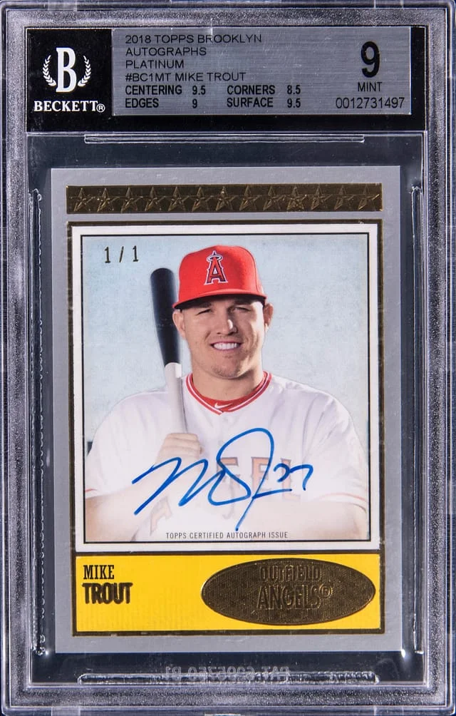 2018 Topps Mike Trout Brooklyn Autographs Platinum #BC1MT card image