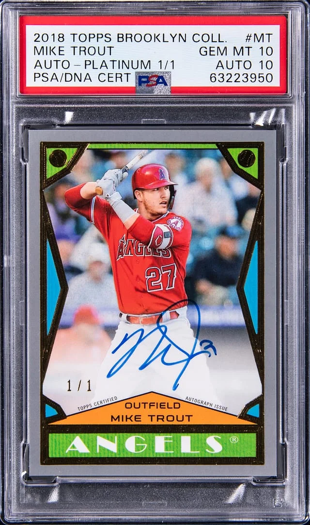 2018 Topps Mike Trout Brooklyn Collection Autographs Platinum #BC2-MT card image