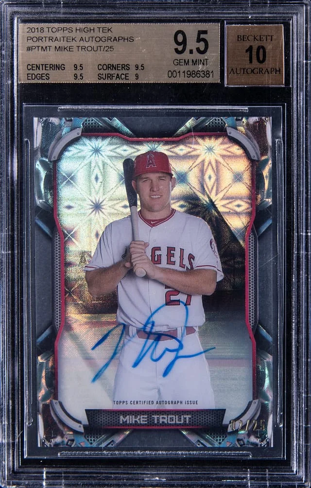 2018 Topps Mike Trout High Tek Portraitek Autographs #PTMT card image