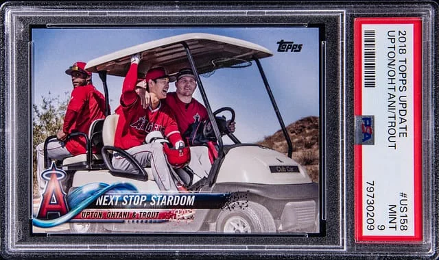 2018 Topps Mike Trout/Shohei Ohtani/Justin Upton Next Stop, Stardom #US158 card image