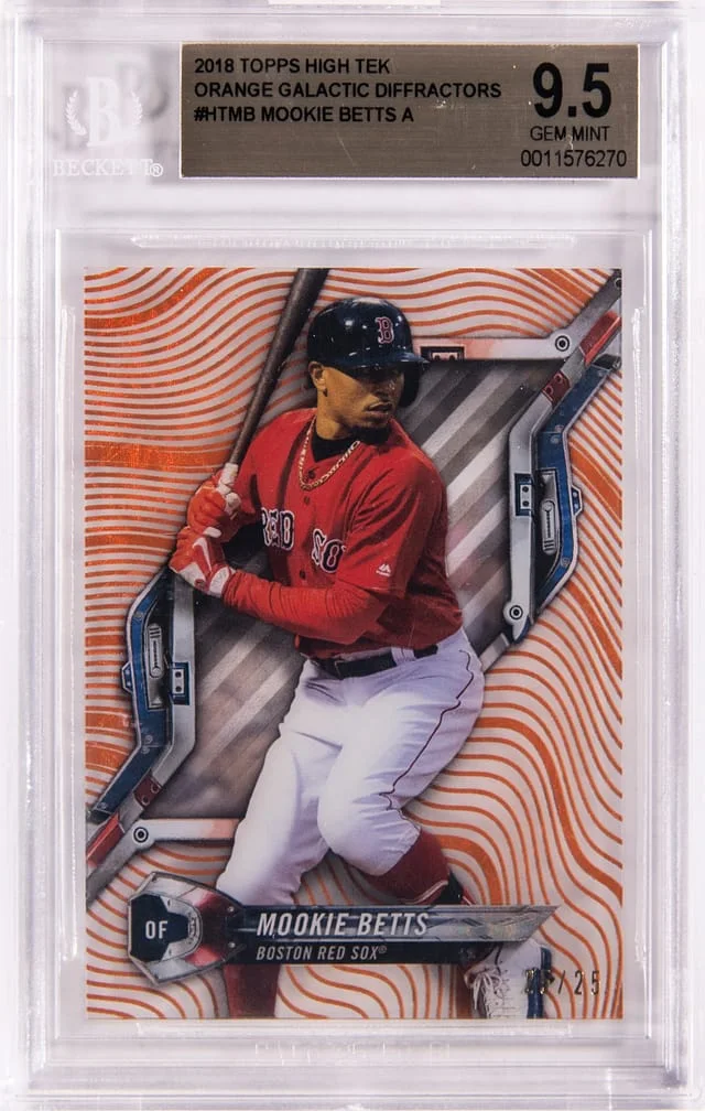 2018 Topps Mookie Betts High Tek Orange Galactic Diffractors #HT-MB card image