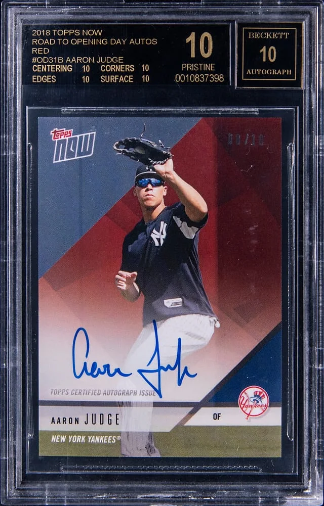 2018 Topps Now Aaron Judge Road to Opening Day Autographs Red #OD-31B card image