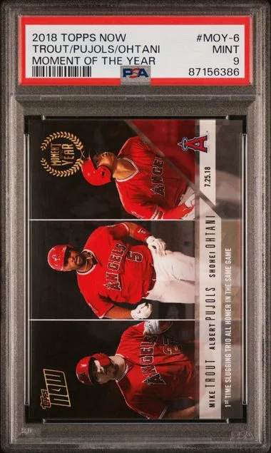 2018 Topps Now Albert Pujols/Mike Trout/Shohei Ohtani Moment Of The Year #MOY-6 card image