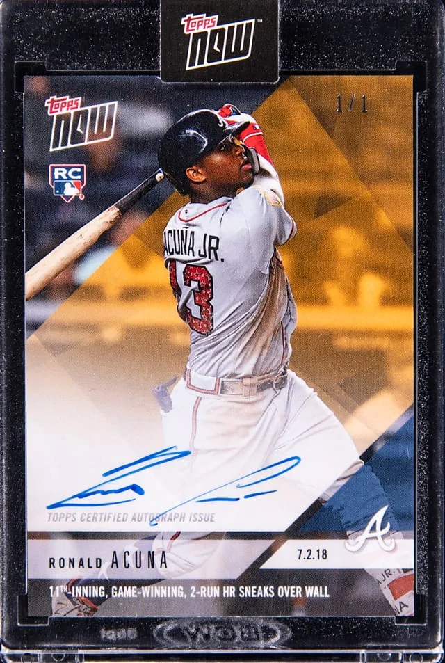 2018 Topps Now Autographs Gold Ronald Acuna Jr. #no-number card image
