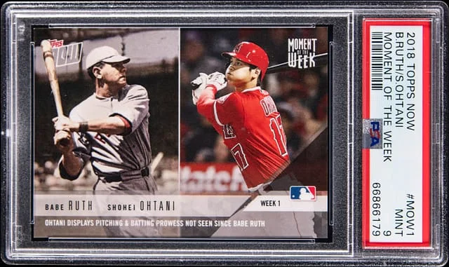2018 Topps Now Babe Ruth / Shohei Ohtani Moment of the Week #MOW-1 card image