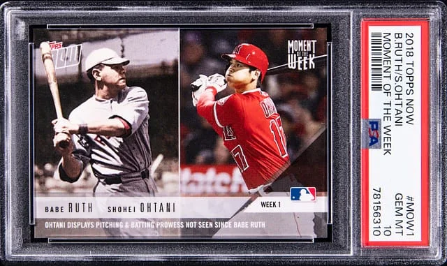 2018 Topps Now Babe Ruth, Shohei Ohtani Moment Of The Week #MOW1 card image