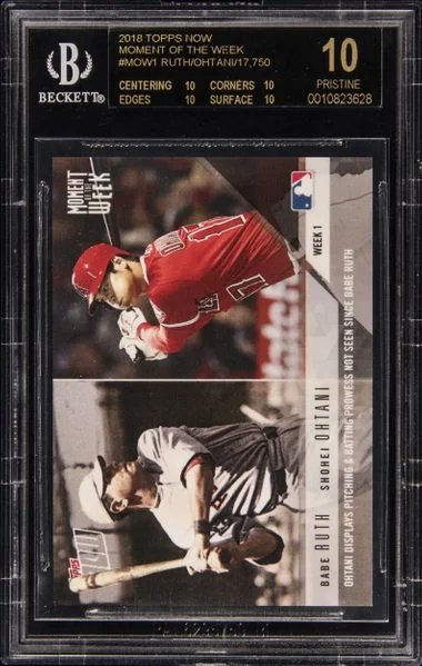 2018 Topps Now Babe Ruth/Shohei Ohtani Moment of the Week #MOW-1 card image