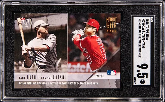 2018 Topps Now Babe Ruth/Shohei Ohtani Moment of the Week Winner #MOW-1W card image