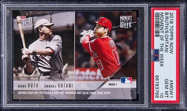 2018 Topps Now Babe Ruth/Shohei Ohtani Moment of the Week #MOW1 card image