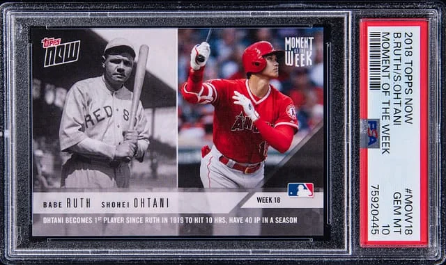 2018 Topps Now Babe ruth/Shohei Ohtani Moment of the Week #MOW18 card image