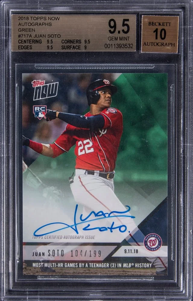 2018 Topps Now Juan Soto Autograph Green #717A card image