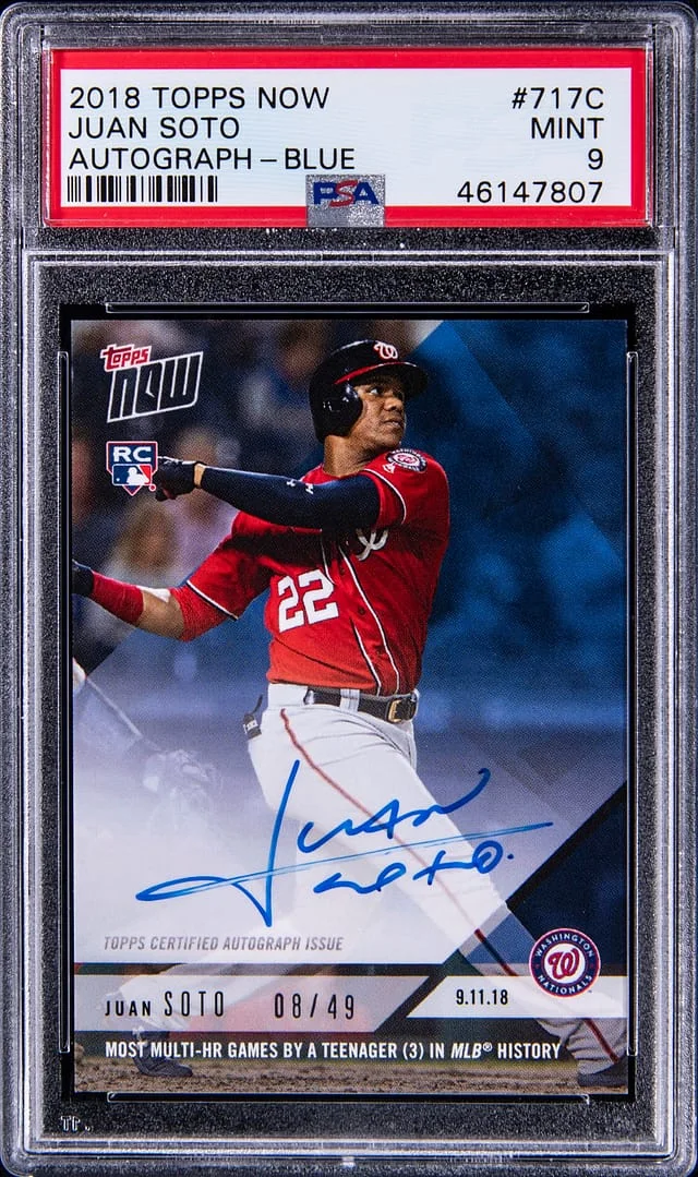 2018 Topps Now Juan Soto Autograph Blue #717C card image