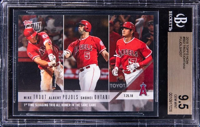 2018 Topps Now Mike Trout/Albert Pujols/Shohei Ohtani #502 card image